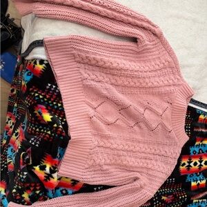 No Boundaries Blush Pink Cable Knit Crewneck Sweater